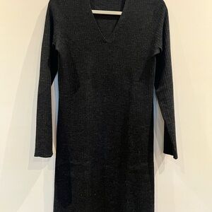 J. Crew Charcoal Grey Long Sleeve V-Neck Dress